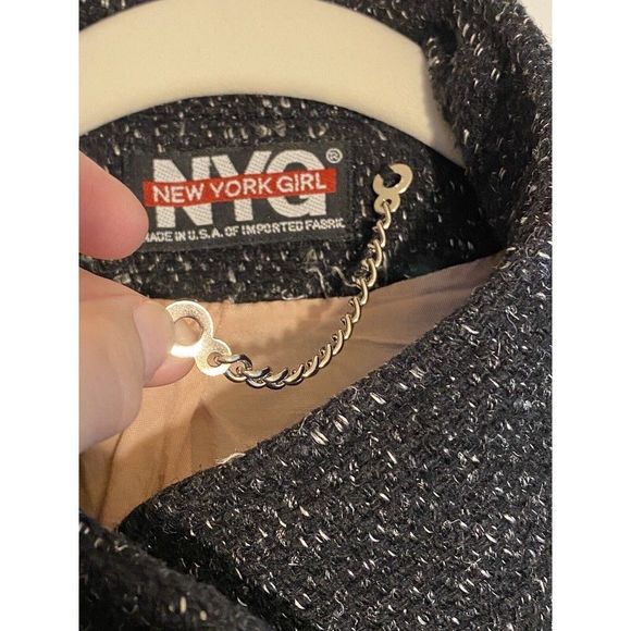 New York‎ Girl Vintage Wool Blend Jacket Coat - Size 12 - Black & Gray - Picture 3 of 14